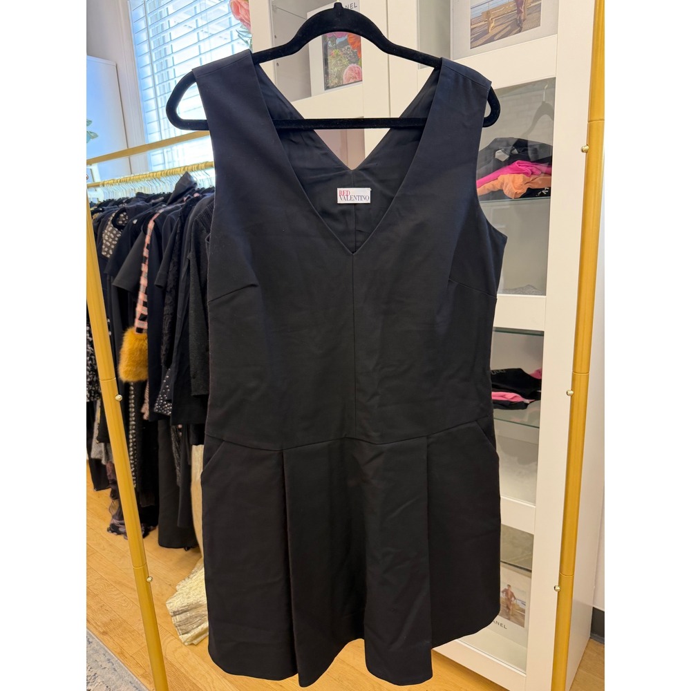 RED Valentino Back Bow Dropped Waist Pleated Dress It 48 US 12 Cocktail Luxury